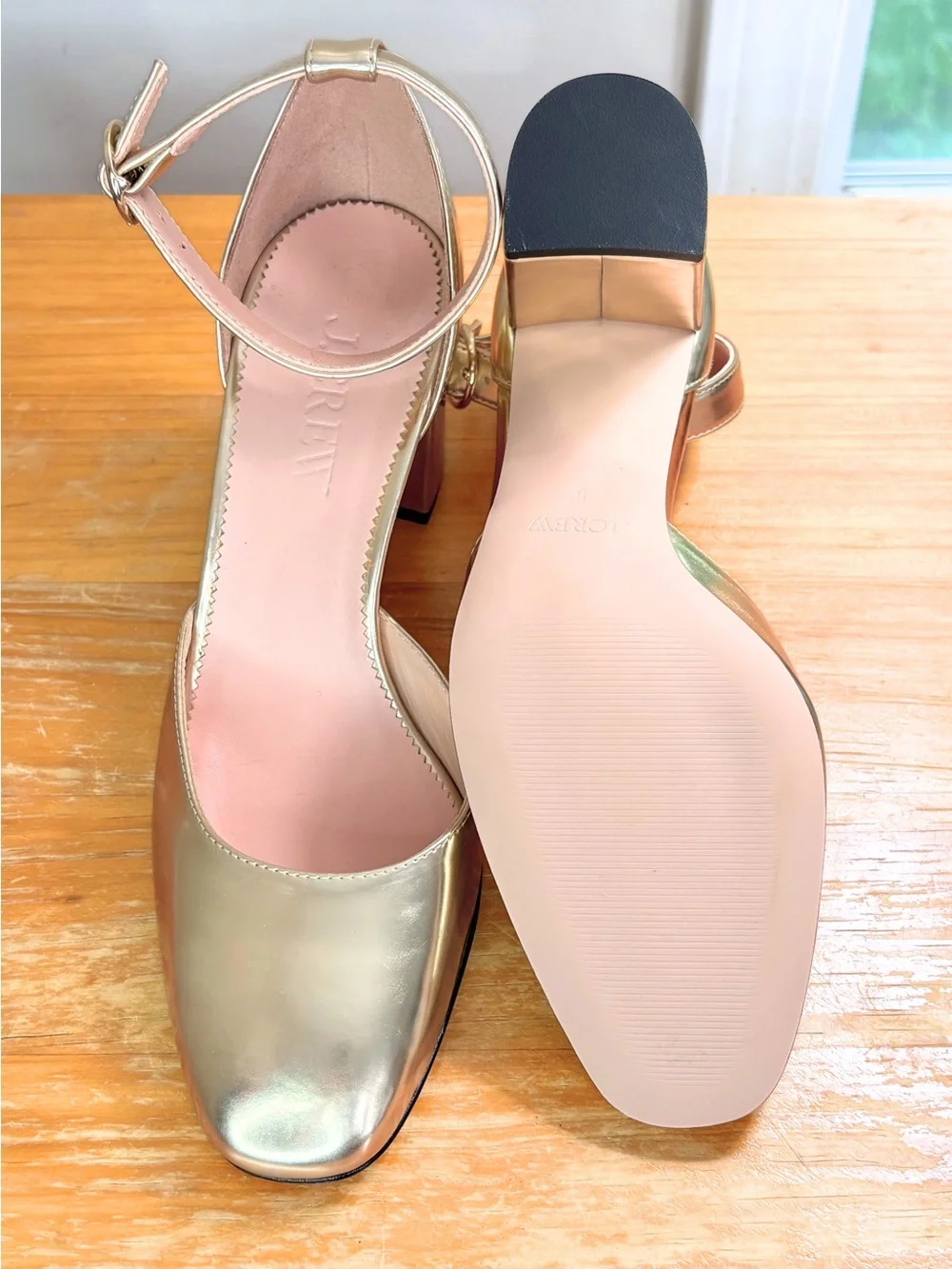 NWOB J. Crew Maisie Ankle Strap Metallic Heels